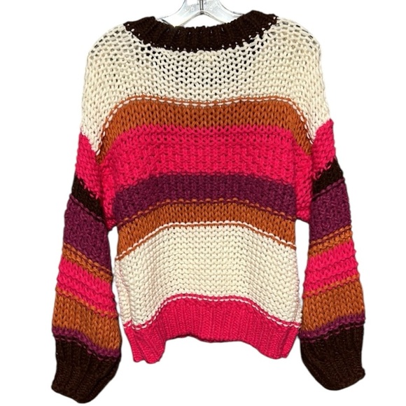 Entro Oversized Chunky Yarn Knitted Sweater Multi Color Striped Sweater Small - Picture 8 of 8
